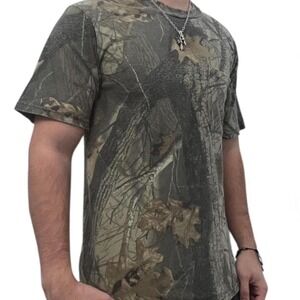 Vintage boxy real tree camo cropped style pocket t-shirt